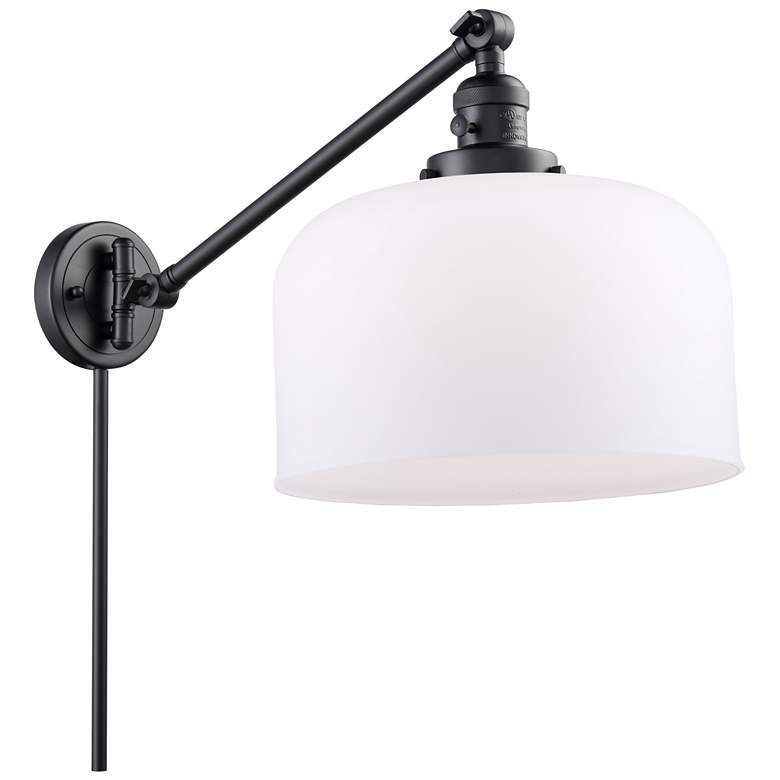 Image 1 Bell 12" Matte Black Swing Arm w/ Matte White Shade