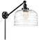 Bell 12" Matte Black Swing Arm With Clear Deco Swirl Shade