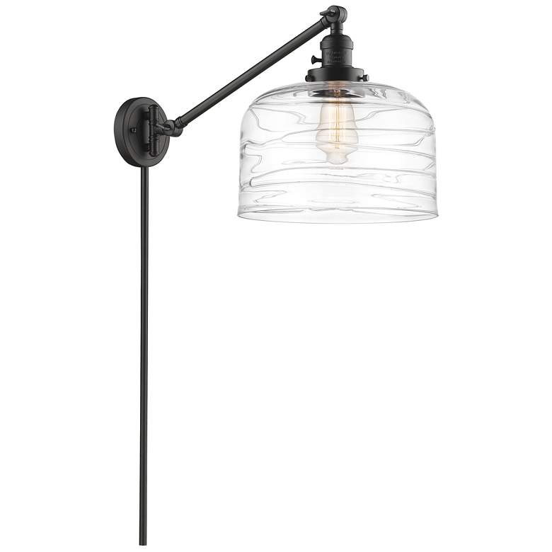 Image 1 Bell 12 inch Oil Rubbed Bronze LED Swing Arm With Clear Deco Swirl Shade