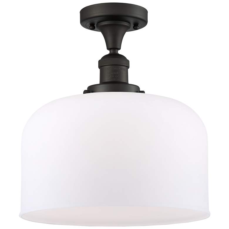 Image 1 Bell 12" Oil Rubbed Bronze Semi Flush Mount w/ Matte White Shade