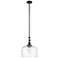 Bell 12" Oil Rubbed Bronze Stem Hung Mini Pendant w/ Clear Deco Swirl