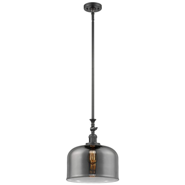 Image 1 Bell 12" Oil Rubbed Bronze Stem Hung Mini Pendant w/ Plated Smoke Shad