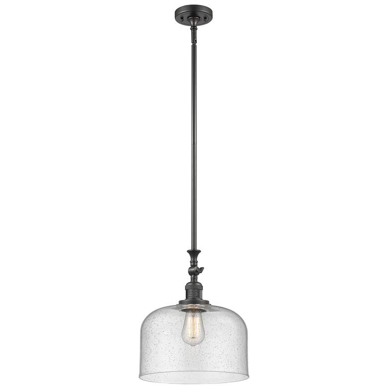 Image 1 Bell 12" Oil Rubbed Bronze Stem Hung Mini Pendant w/ Seedy Shade