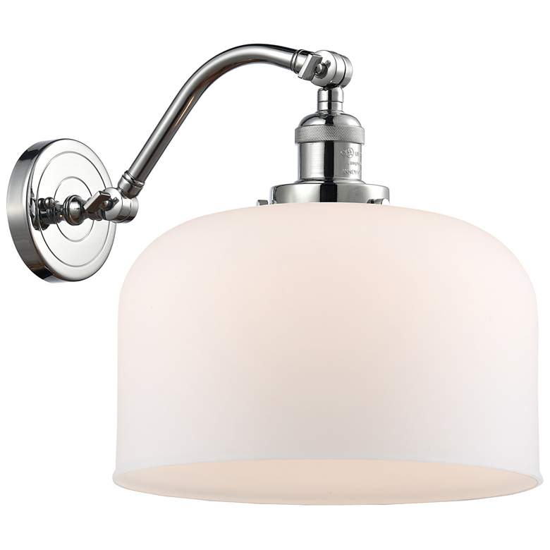 Image 1 Bell 12" Polished Chrome Sconce w/ Matte White Shade