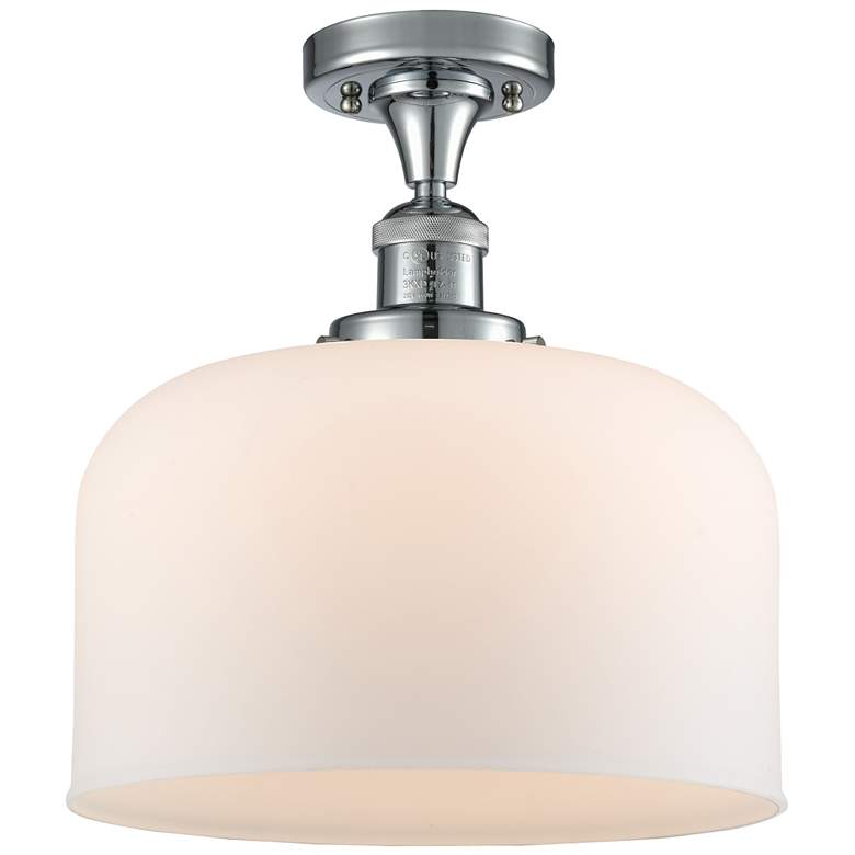 Image 1 Bell 12" Polished Chrome Semi Flush Mount w/ Matte White Shade