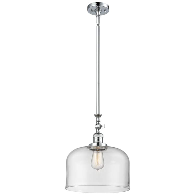 Image 1 Bell 12" Polished Chrome Stem Hung Mini Pendant w/ Clear Shade