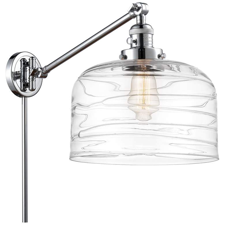 Image 1 Bell 12" Polished Chrome Swing Arm With Clear Deco Swirl Shade