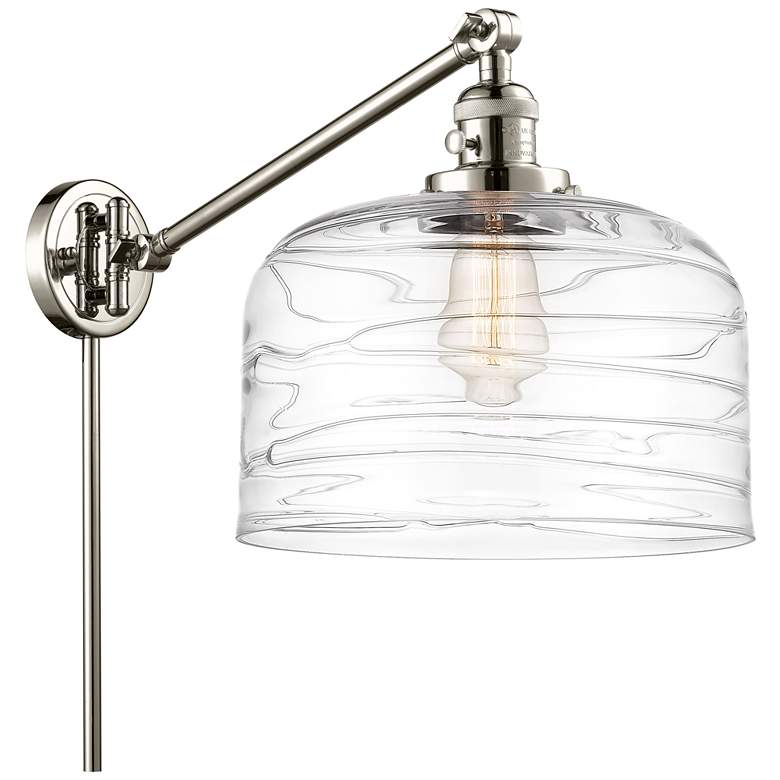 Image 1 Bell 12" Polished Nickel LED Swing Arm With Clear Deco Swirl Shade