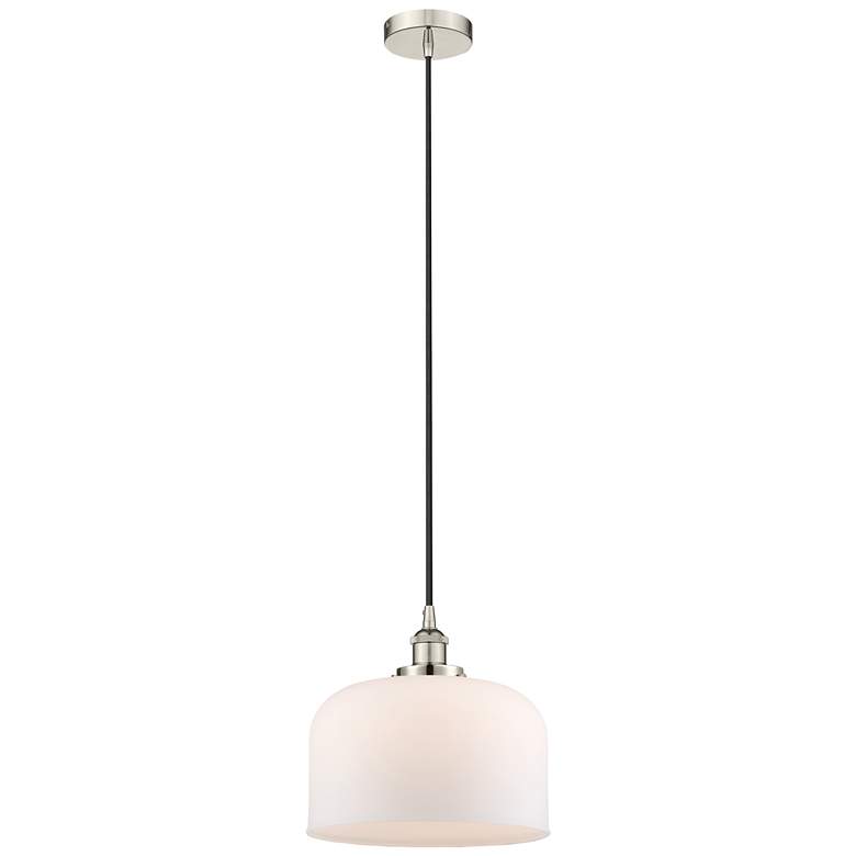 Image 1 Bell 12" Polished Nickel Mini Pendant w/ Matte White Shade