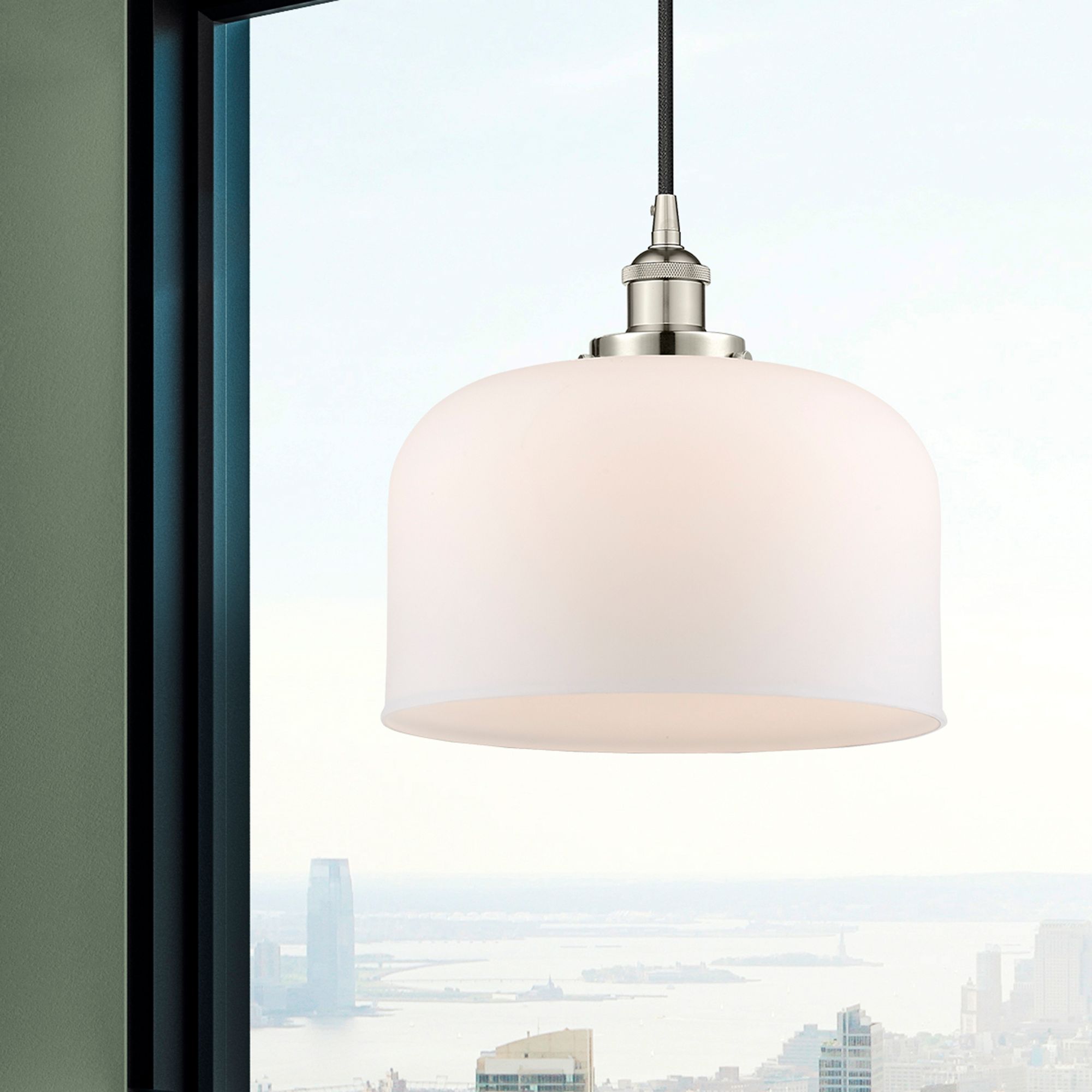 Bell 12" Polished Nickel Mini Pendant w/ Matte White Shade