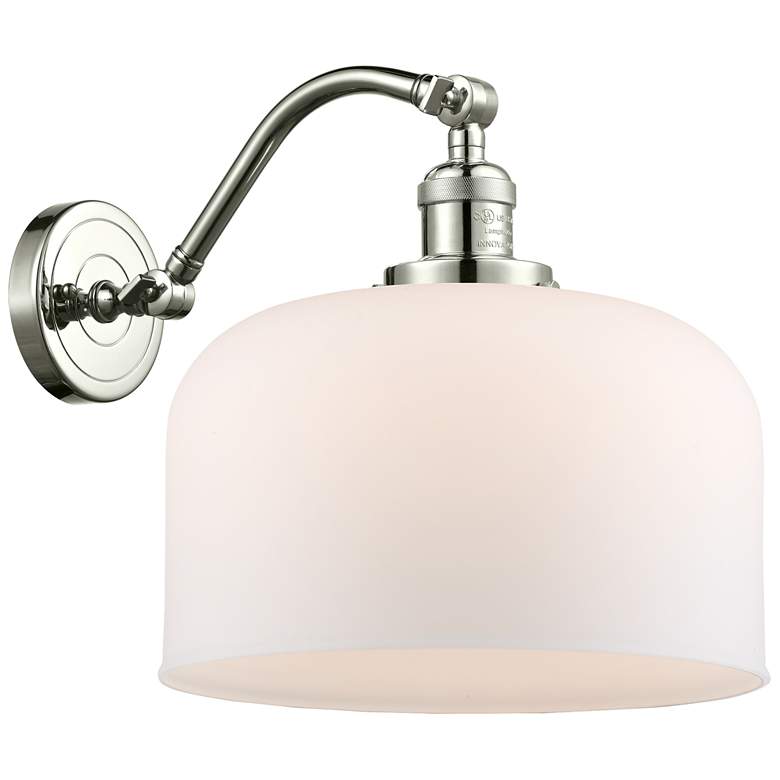 Image 1 Bell 12" Polished Nickel Sconce w/ Matte White Shade