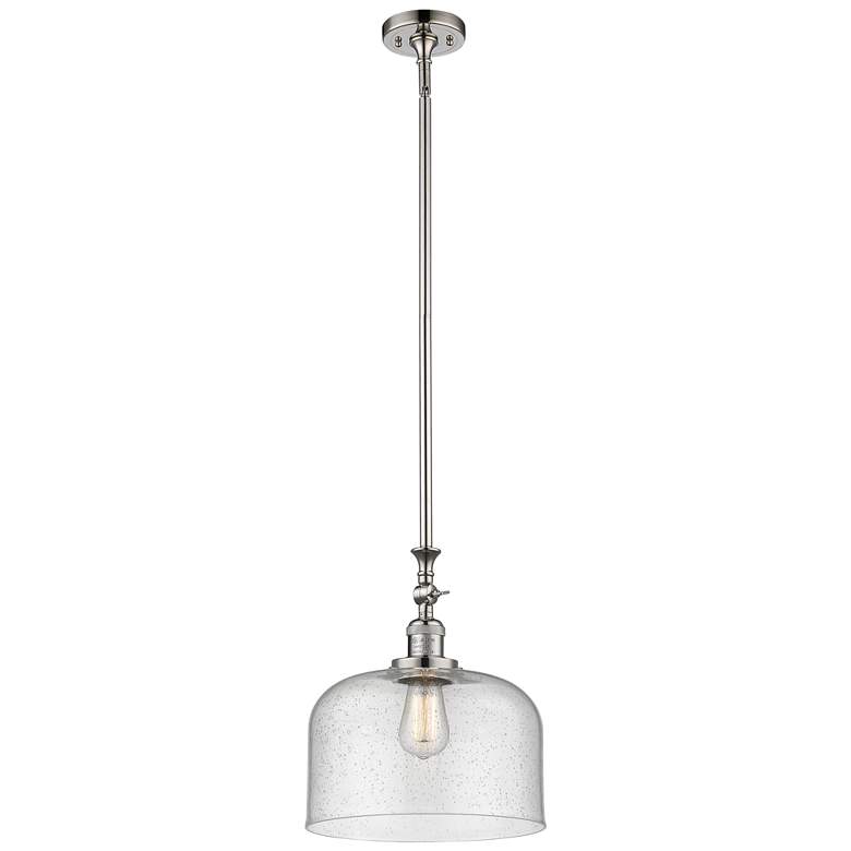 Image 1 Bell 12" Polished Nickel Stem Hung Mini Pendant w/ Seedy Shade