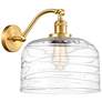 Bell 12" Satin Gold LED Sconce With Clear Deco Swirl Shade