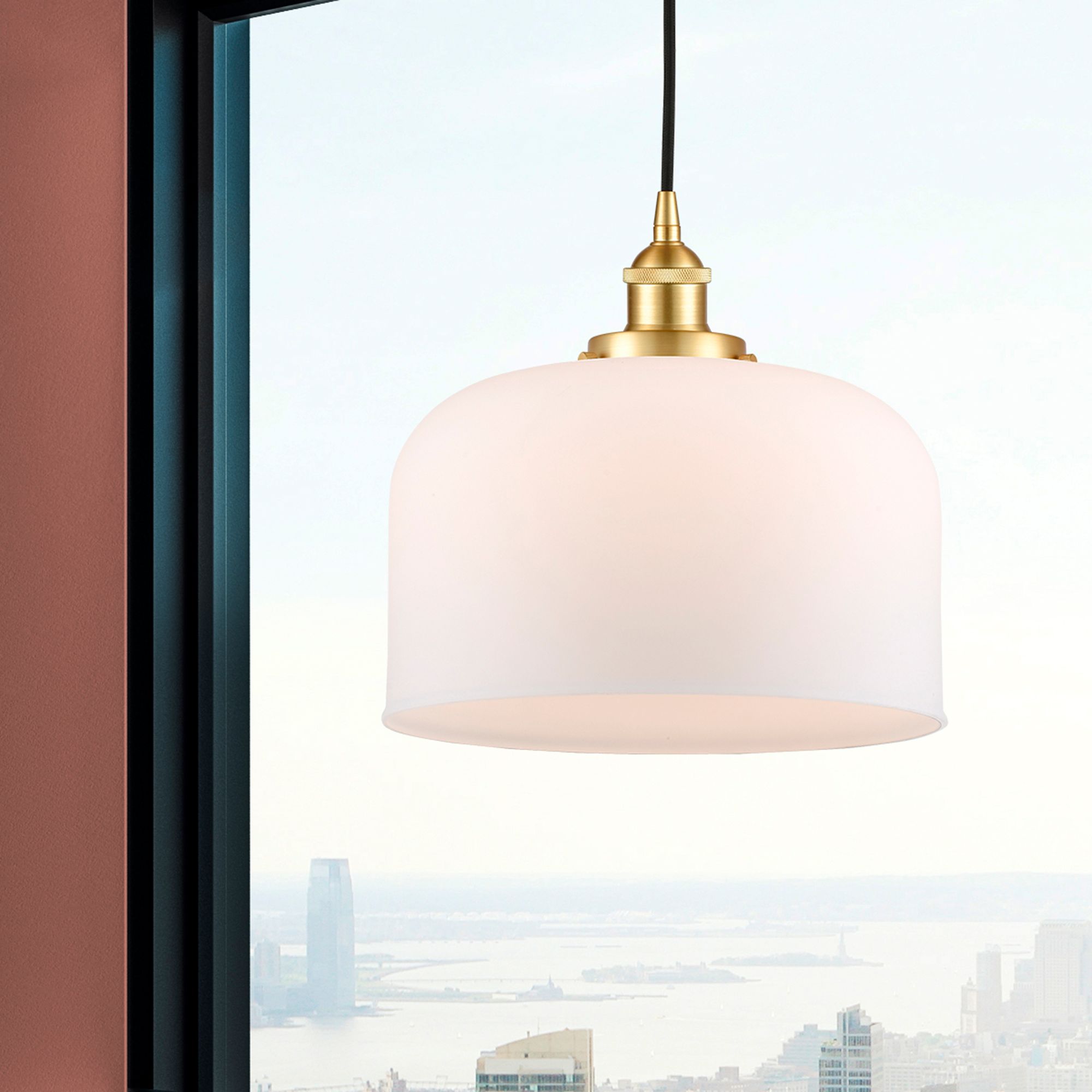 Image 2 Bell 12" Satin Gold Mini Pendant w/ Matte White Shade more views