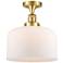 Bell 12" Satin Gold Semi Flush Mount w/ Matte White Shade