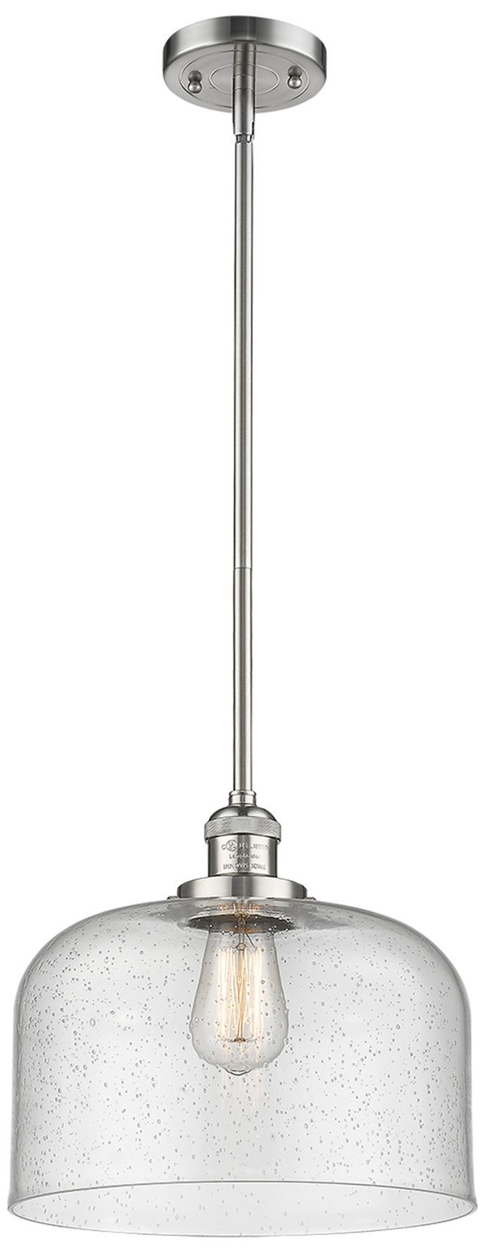 Image 3 Bell 12" Satin Gold Stem Hung Mini Pendant w/ Seedy Shade more views