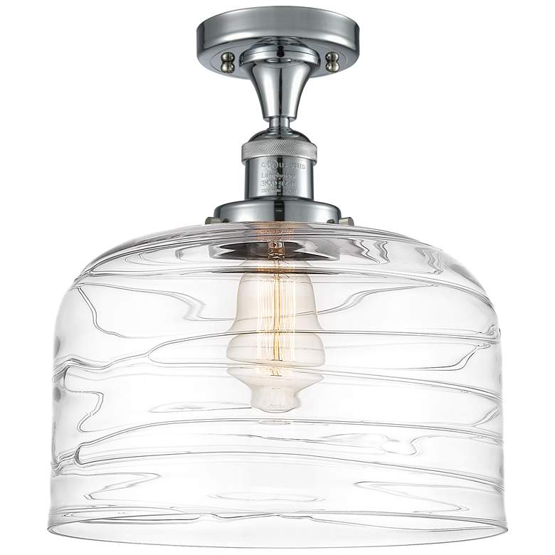 Image 1 Bell 12" Semi-Flush Mount - Polished Chrome - Clear Deco Swirl Shade