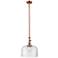 Bell 12" Stem Hung LED Mini Pendant - Antique Copper - Clear Shade