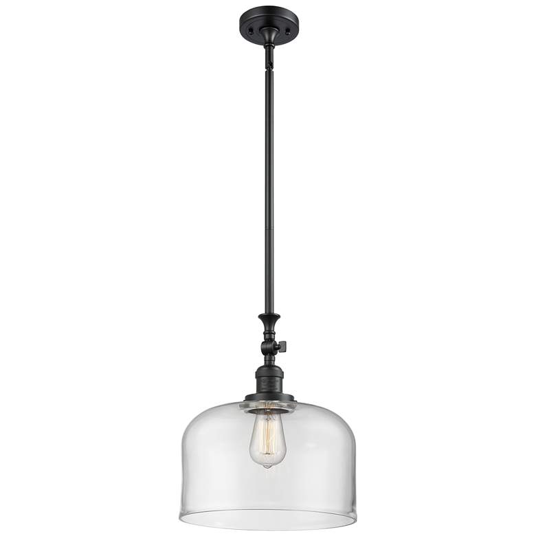 Image 1 Bell 12" Stem Hung LED Mini Pendant - Matte Black - Clear Shade