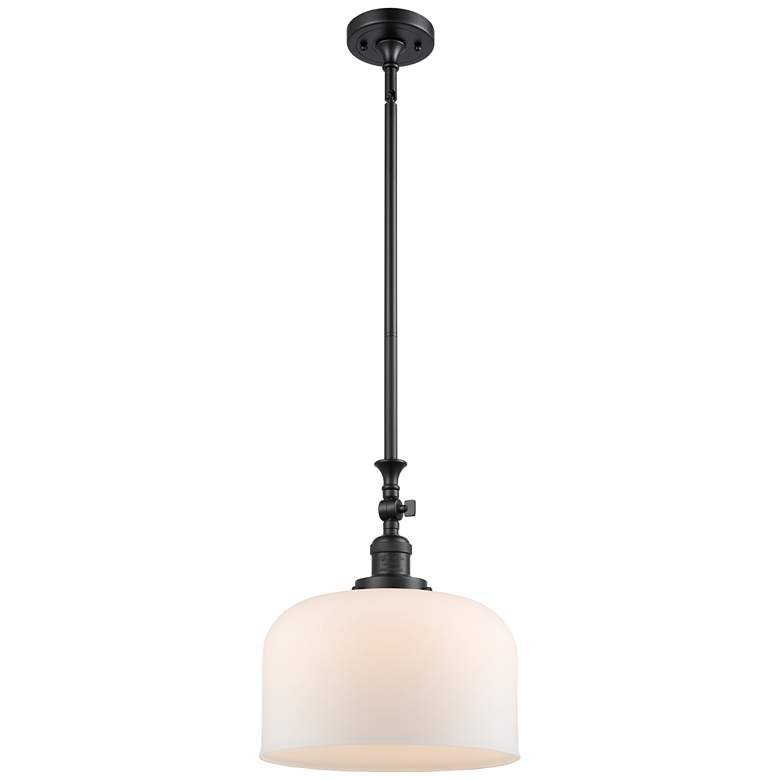Image 1 Bell 12" Stem Hung LED Mini Pendant - Matte Black - Matte White Shade