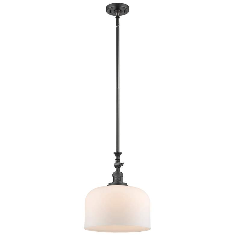 Image 1 Bell 12" Wide Bronze Stem Hung Tiltable Mini Pendant w/ Matte White Sh