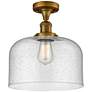 Bell 12" Wide Brushed Brass Semi Flush Mount w/ Seedy Shade