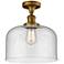 Bell 12" Wide Brushed Brass Semi Flush Mount w/ Seedy Shade