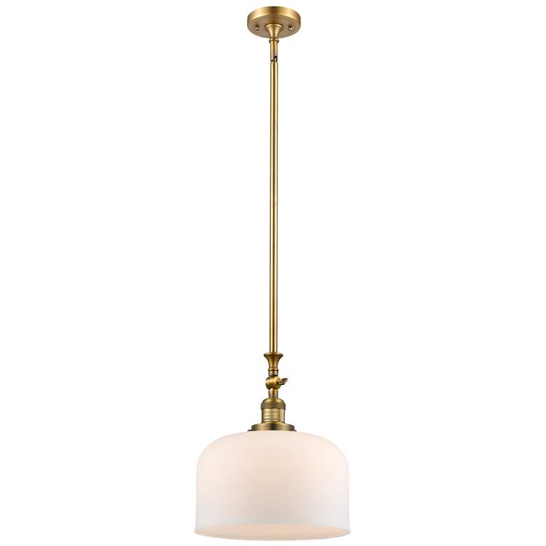Image 1 Bell 12" Wide Brushed Brass Stem Hung Tiltable Mini Pendant w/ White S