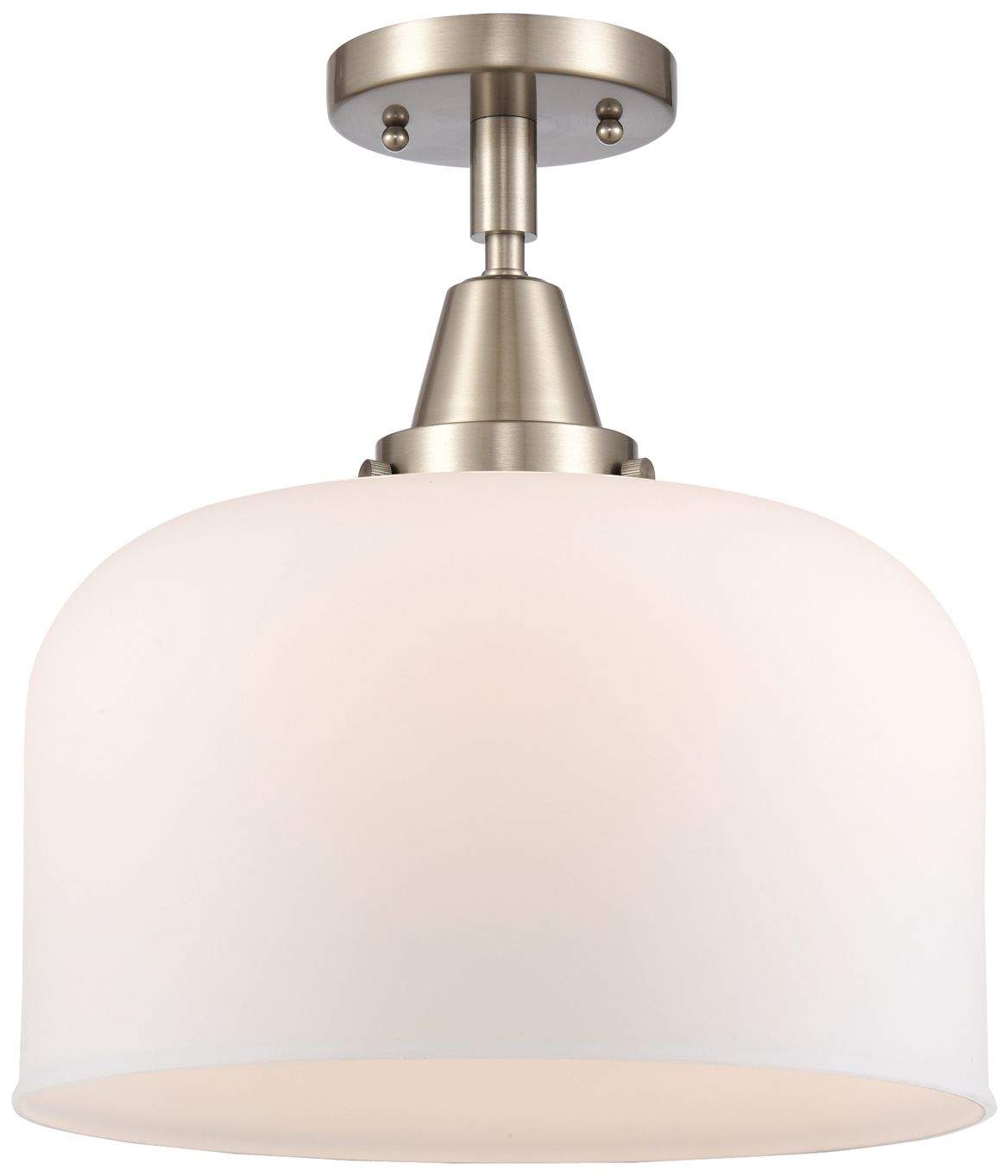 Bell 12" Wide Brushed Nickel Ceiling Light with White Shade