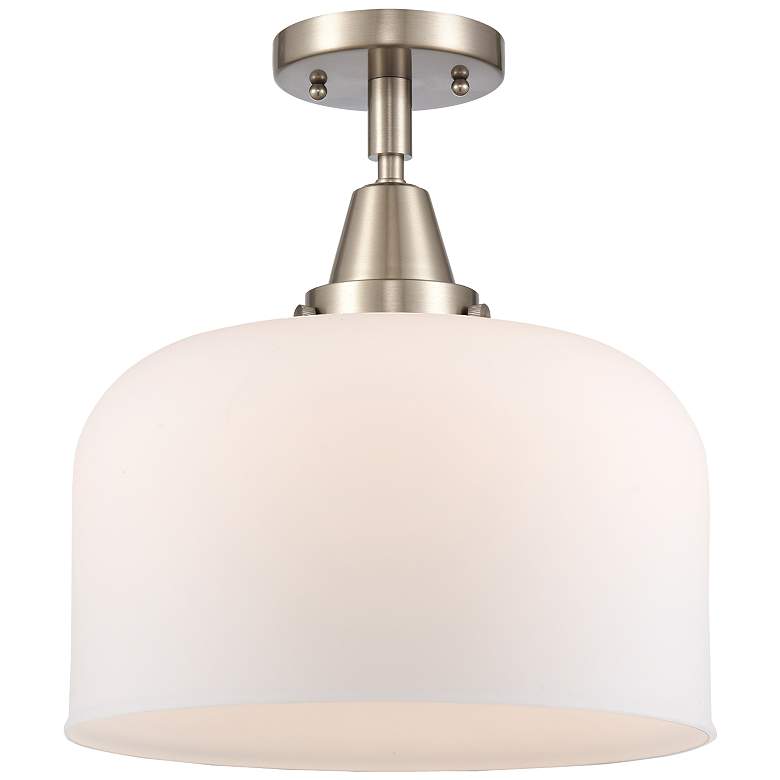 Image 1 Bell 12" Wide Brushed Nickel Ceiling Light with White Shade
