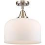 1_Bell 12" Wide Brushed Nickel Ceiling Light with White Shade
