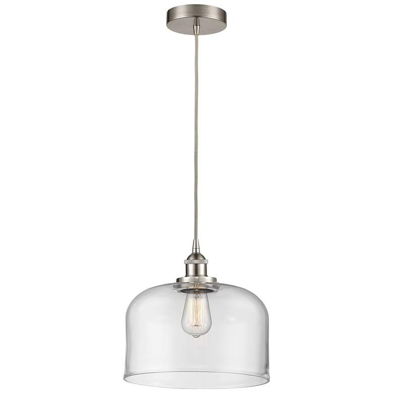 Image 1 Bell 12" Wide Brushed Satin Nickel Mini Pendant