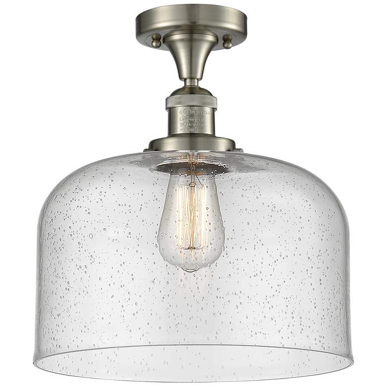 Image 1 Bell 12" Wide Brushed Satin Nickel Semi Flush Mount w/ Seedy Shade