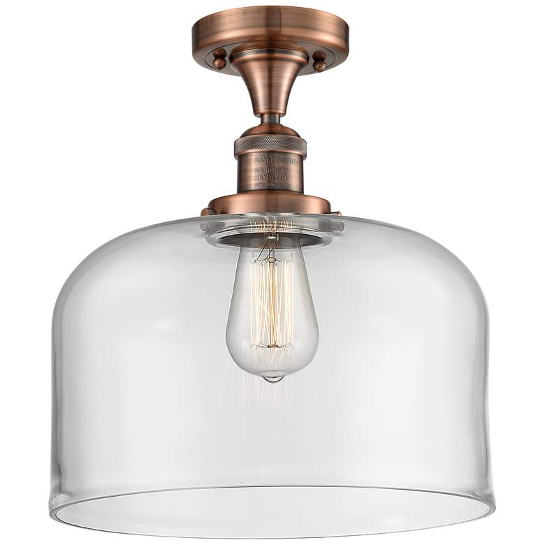 Image 1 Bell 12" Wide Copper Semi Flush Mount w/ Clear Shade
