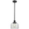 Bell 12" Wide Matte Black and Clear Glass LED Mini Pendant