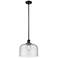 Bell 12" Wide Matte Black LED Mini Pendant with Seedy Shade