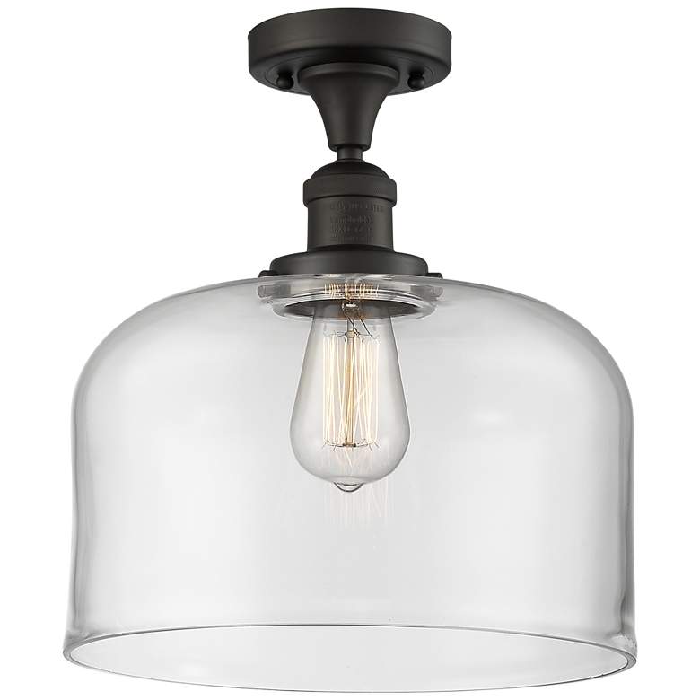 Image 1 Bell 12" Wide Oil Rubbed Bronze Semi Flush Mount w/ Clear Shade