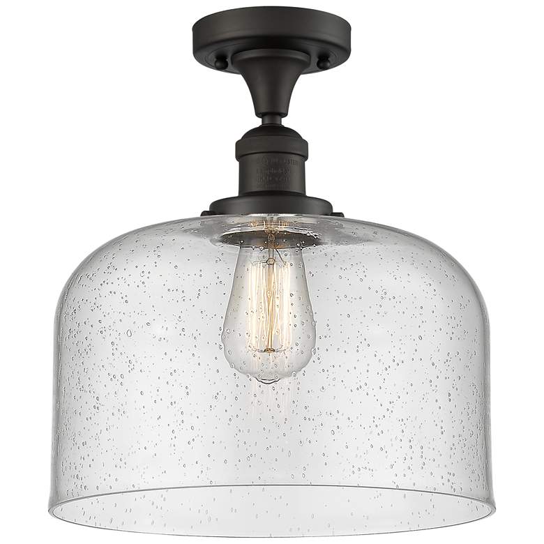 Image 1 Bell 12" Wide Oil Rubbed Bronze Semi Flush Mount w/ Seedy Shade