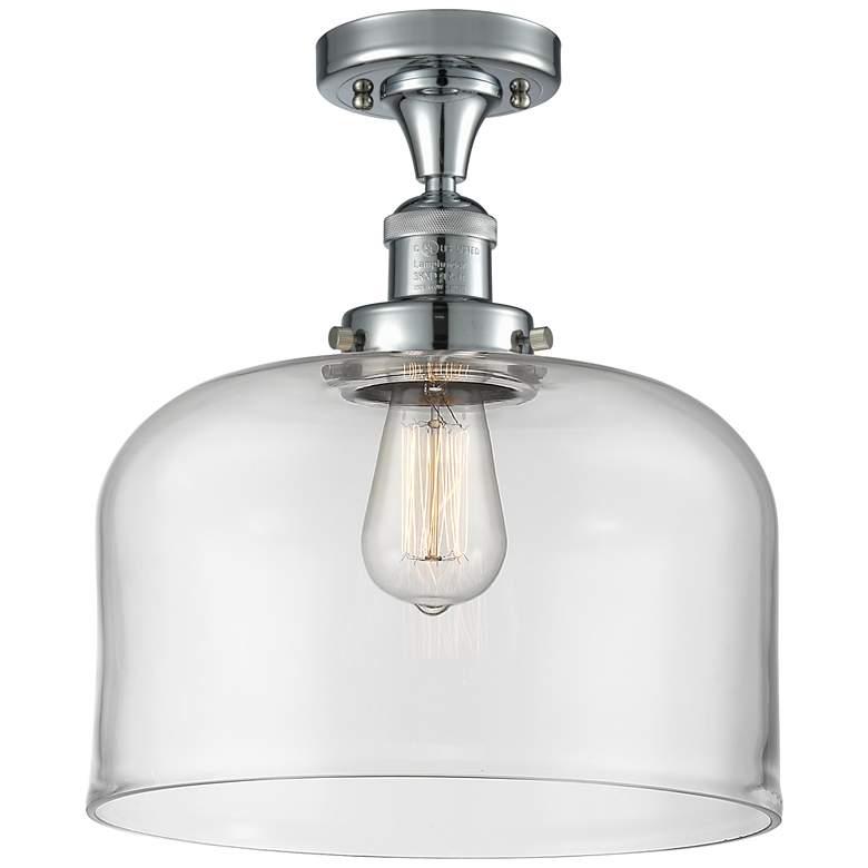 Image 1 Bell 12" Wide Polished Chrome Semi Flush Mount w/ Clear Shade