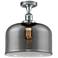 Bell 12" Wide Polished Chrome Semi Flush Mount w/ Plated Smoke Shade