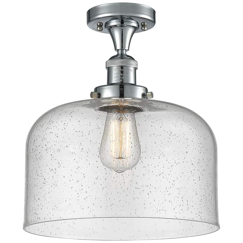 Image 1 Bell 12" Wide Polished Chrome Semi Flush Mount w/ Seedy Shade