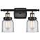 Bell 12"H Black Brass 2-Light LED Wall Sconce w/ Clear Glass