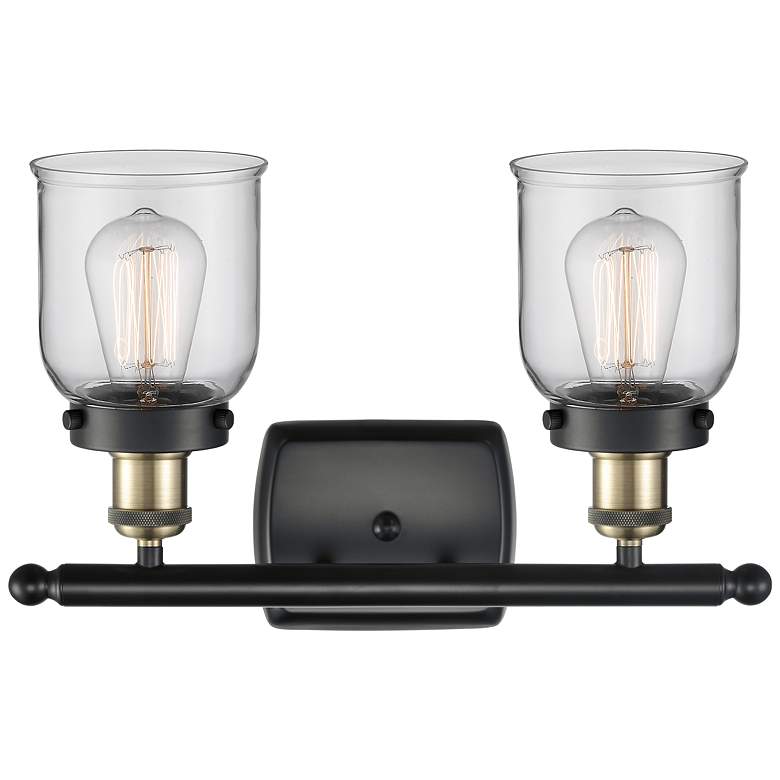 Image 2 Bell 12"H Black Brass 2-Light LED Wall Sconce w/ Clear Glass more views