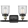 2_Bell 12"H Black Brass 2-Light LED Wall Sconce w/ Clear Glass more views