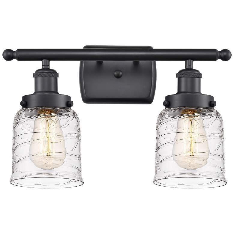 Image 2 Bell 12"H Matte Black 2-Light Wall Sconce with Clear Glass