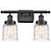 Bell 12"H Matte Black 2-Light Wall Sconce with Clear Glass