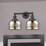 1_Bell 12"H Oil-Rubbed Bronze Silver Glass 2-Light Wall Sconce