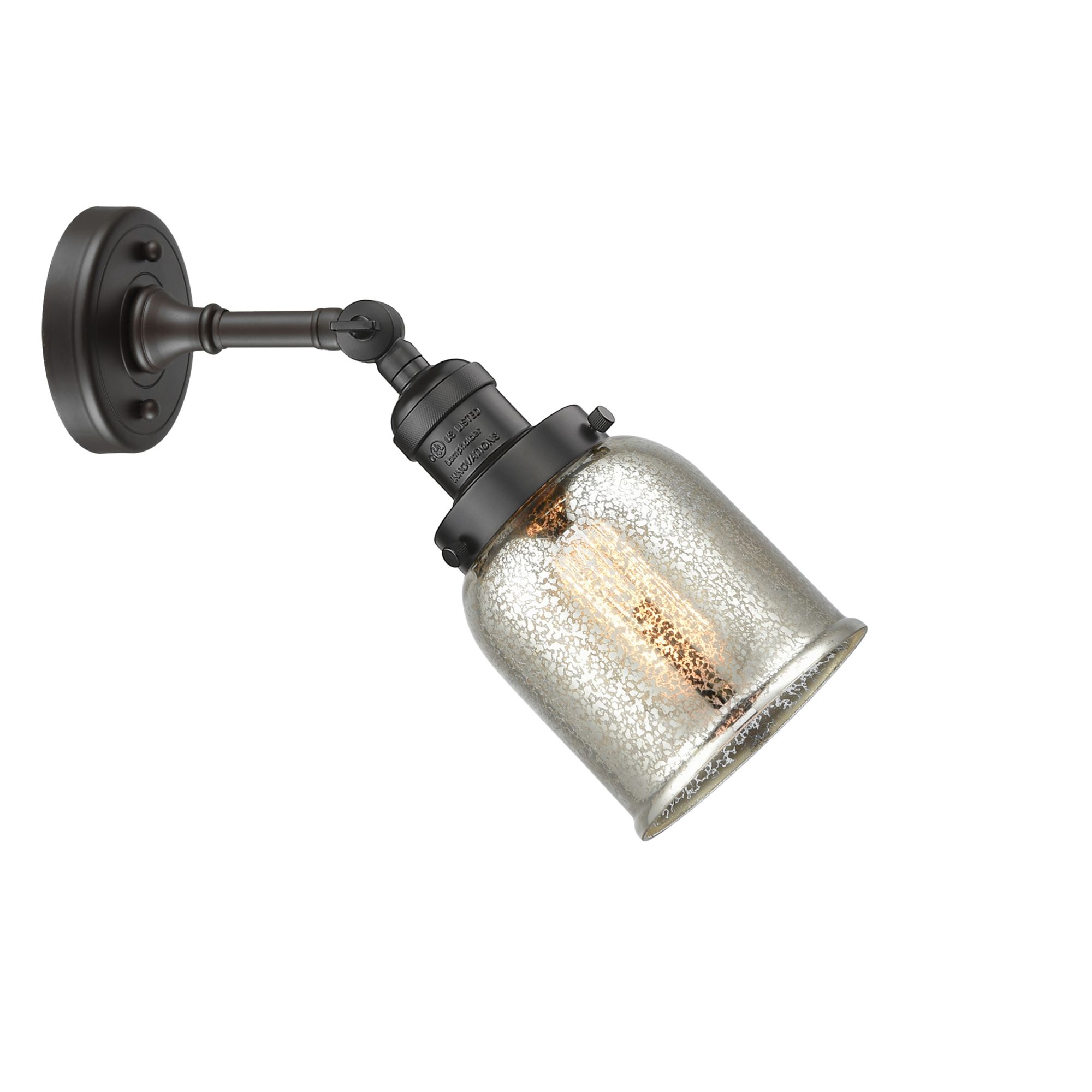 Image 4 Bell 12"H Oil-Rubbed Bronze Wall Sconce with Mercury Glass more views