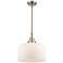 Bell 12"W Brushed Satin Nickel and White Glass Mini Pendant