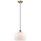 Bell 12" LED Mini Pendant - Antique Brass - Matte White Shade